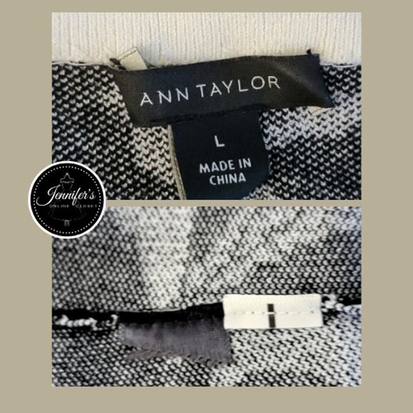 Ann Taylor Black & White Floral Cold Shoulder Sweater Dress Size Large - Picture 8 of 10